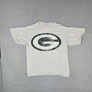 VINTAGE Green Bay Packers Men Shirt L Gray Salem Sportswear 90s Logo READ